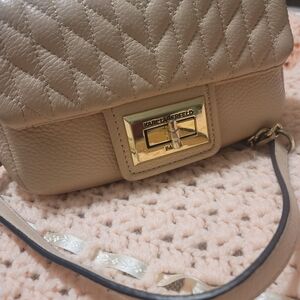 Karl Lagerfeld Taupe Quilted Crossbody Bag